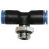 Push in fitting nickel plated brass-PBT tee male BSPP(G) and metric